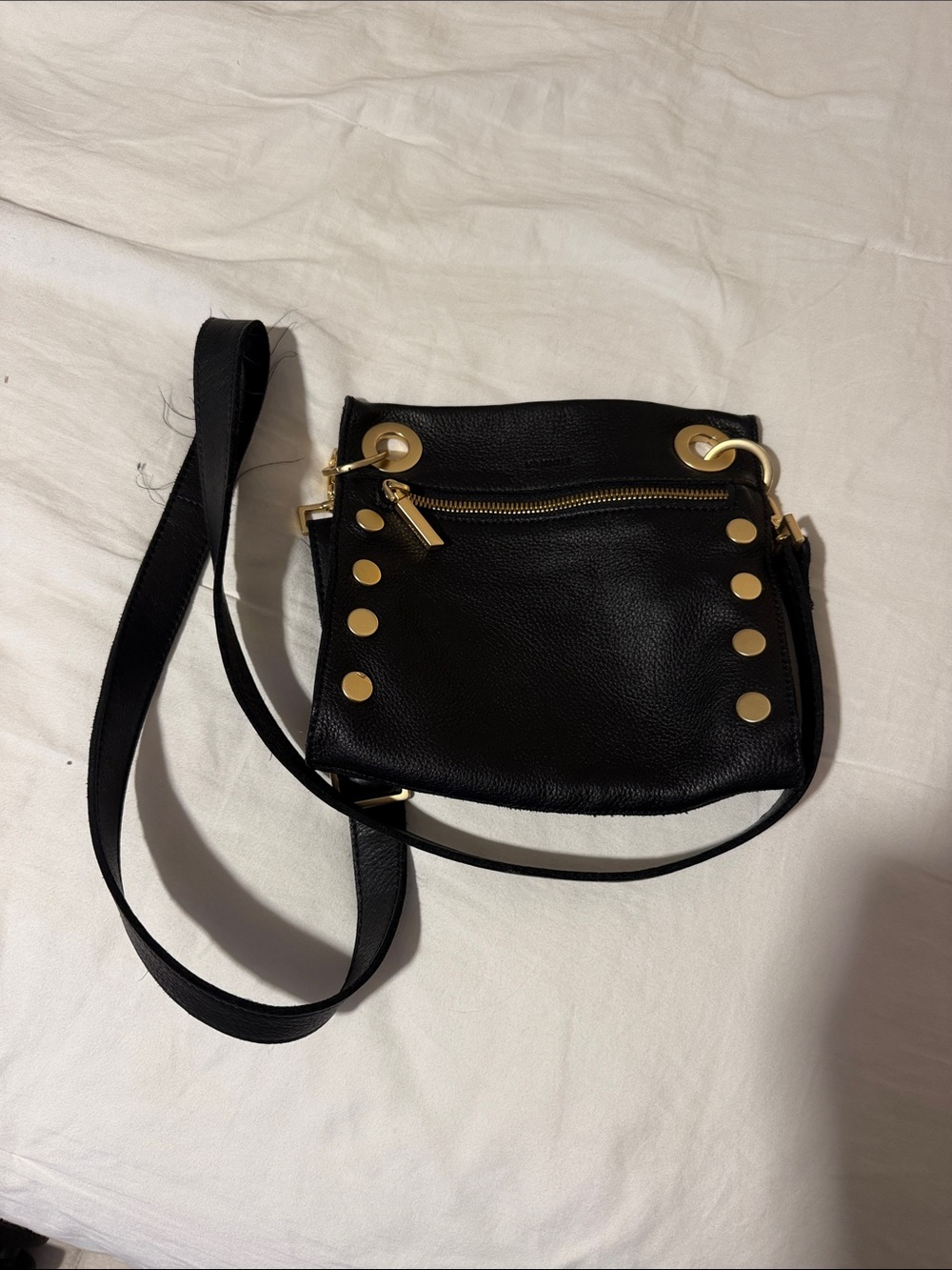 Hammitt Black Leather Crossbody with Gold Hardware - Picture 3 of 4